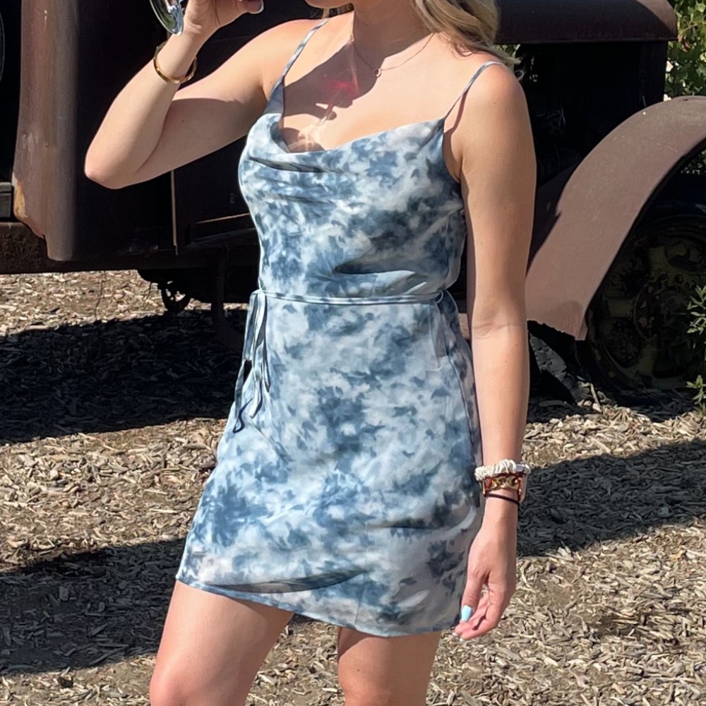 Style Rack mini chiffon blue tie dye dress
